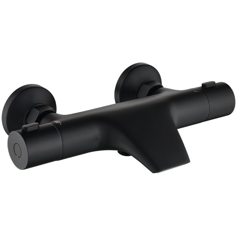 Thermostat-brausebatterie, Schwarz, Messing, Thermostat-badewannenarmatur, Thermostat-badewannenarmatur, Sicherheitsabschaltung 40°c, Wand-duscharmatur, Schwarz