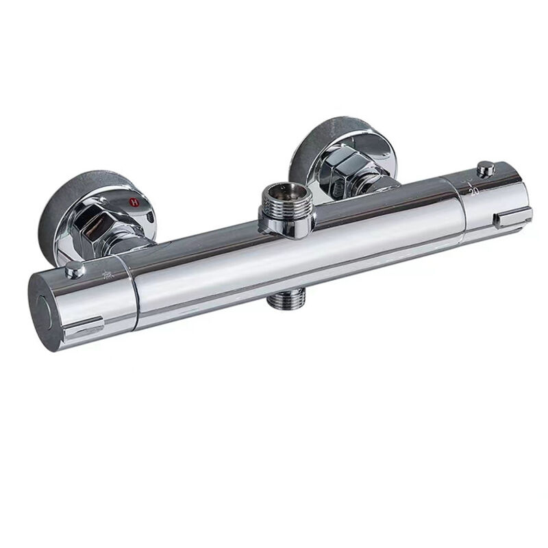 Thermostatischer Anti-verbrühungs-duschhahn (zwei Ausgänge), G3/4-zoll-bsp-anschluss Oben + G1/2-zoll-bsp-anschluss Unten, Wandmontierter Kupfer-duschhahn, Intelligente Konstanttemperaturfunktion