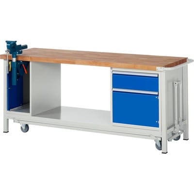 Werkbank mit absenkbarem Fahrgestell Modell 8181 b 2000 x t 700 x h 880mm - RAU