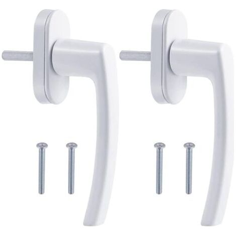 Set Mit 2 Fenstergriffen Aus Aluminiumlegierung, Verdeckte Schraube, Metallstange, Metallabdeckung, Griff Aus Massivem Aluminium, Spiegellackierung, Weiße Farbe