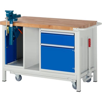 Werkbank mit absenkbarem Fahrgestell Modell 8181 b 1250 x t 700 x h 880mm - RAU