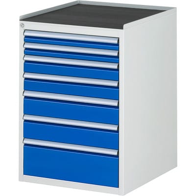 Schubladenschrank m. Anti-Rutsch-Matte 7 Schubl.-L 2x60 2x90 2x120 1x180mm - RAU
