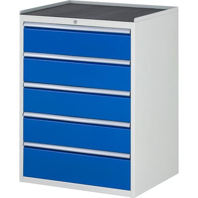 Schubladenschrank m. Anti-Rutsch-Matte 5 Schubl.-XL 4x180 1x210mm - RAU