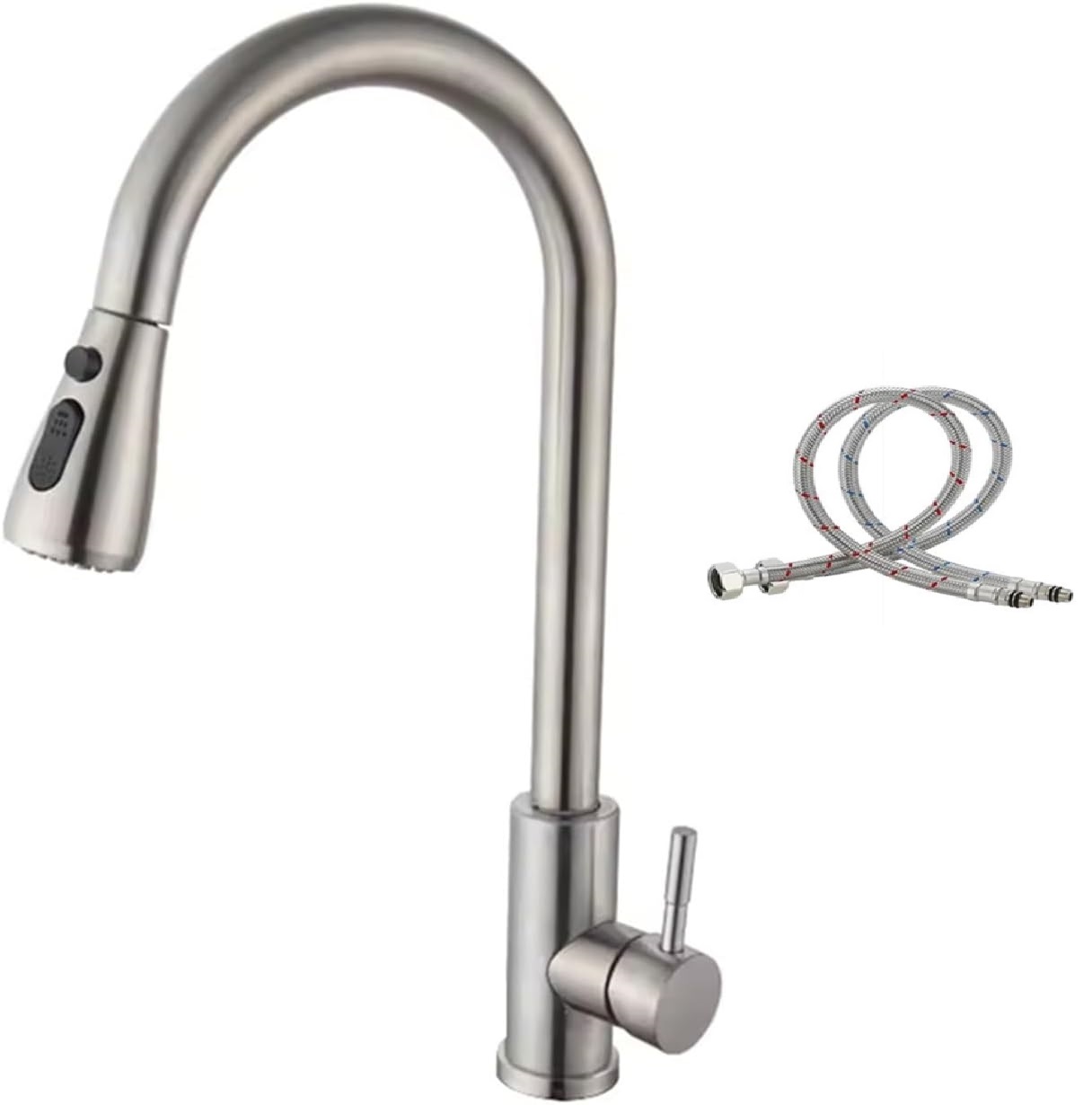 Küchenarmatur Mit Ausziehbarer Brause, Gebürstete Einhebel-küchenarmatur Mit Ausziehbarer Brause, Edelstahl 304, Modern, Für Gewerbe, Landhaus, Wohnmobil Und Camping.