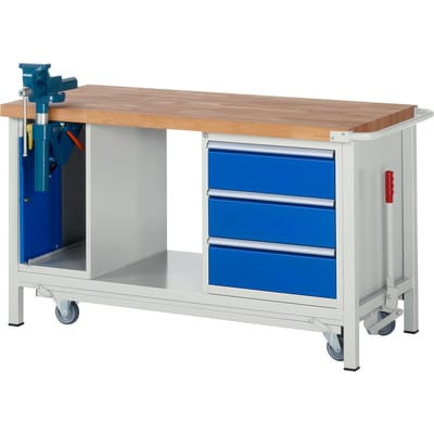 Werkbank mit absenkbarem Fahrgestell Modell 8183 b 1500 x t 700 x h 880mm - RAU