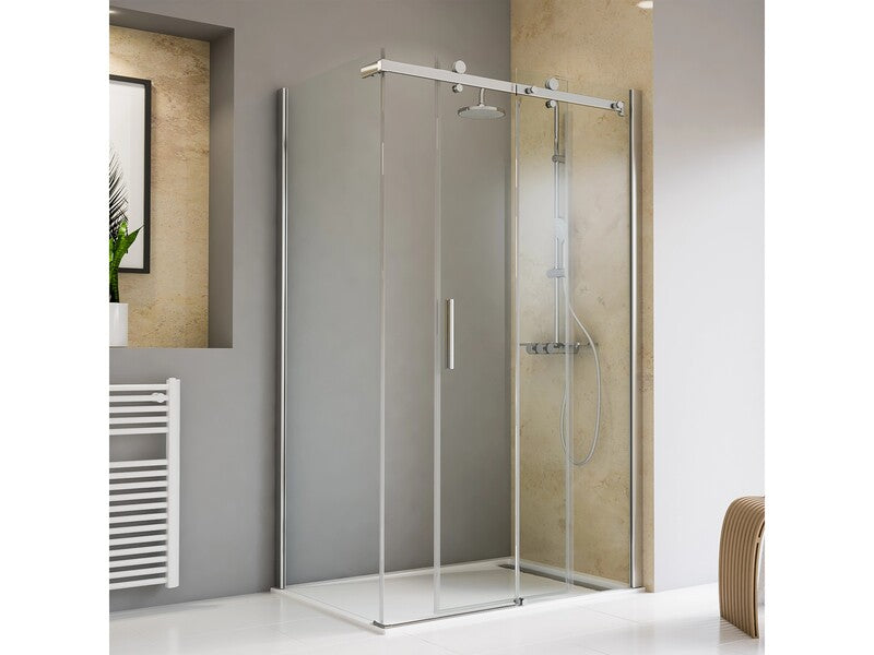 [neuwertig] B-ware Schulte Schiebetür Toura Inkl Seitenwand Türanschlag Rechts 90x120cm Transparent