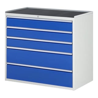 Schubladenschrank m. Anti-Rutsch-Matte 5 Schubl.-XXL 3x150 2x240mm - RAU