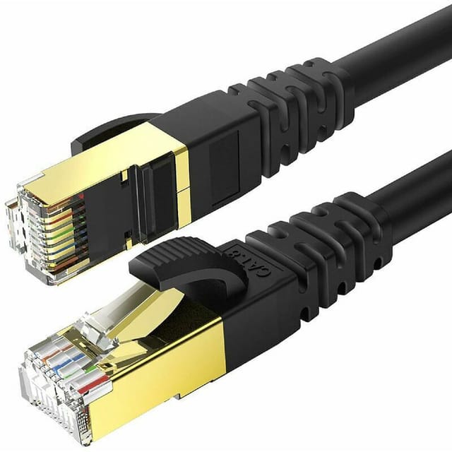 Mumu - Cat-8-Ethernet-Kabel, Internetkabel mit vergoldeten RJ45-Anschlüssen, 40 Gigabit/S Hochgeschwindigkeitsnetzwerk – 2000 MHz – 2 m, Schwarz