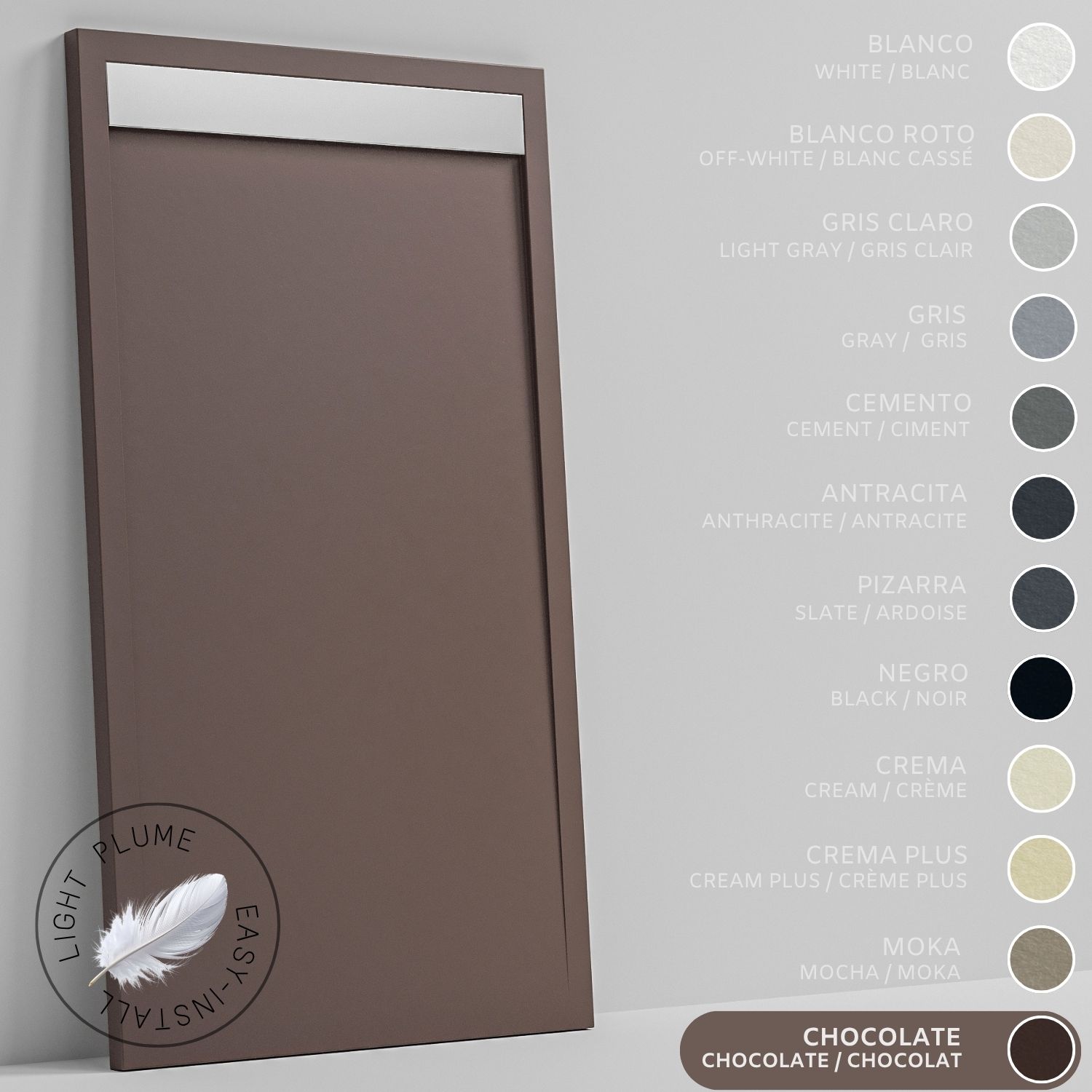 Soulhome Duschwanne Aus Leichtem Kunstharz Schiefer-textur - Farbe Schokolade - 100x80- Extraflach 3 Cm. Edelstahlgitter
