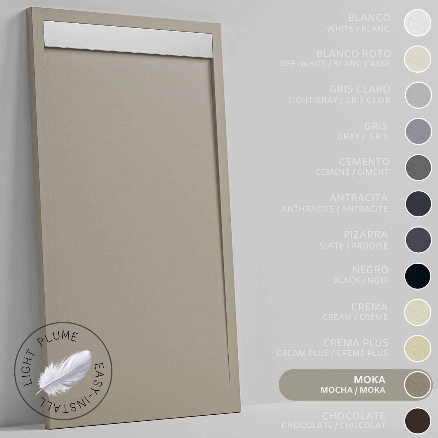 Soulhome Duschwanne Aus Leichtem Kunstharz Schiefer-textur - Farbe Mokka - 180x90- Extraflach 3 Cm. Edelstahlgitter