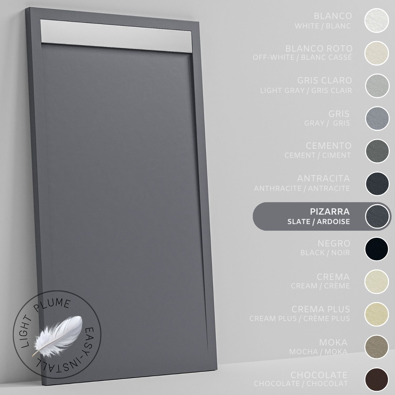 Soulhome Duschwanne Aus Leichtem Kunstharz Schiefer-textur - Farbe Graphit - 100x70- Extraflach 3 Cm. Edelstahlgitter