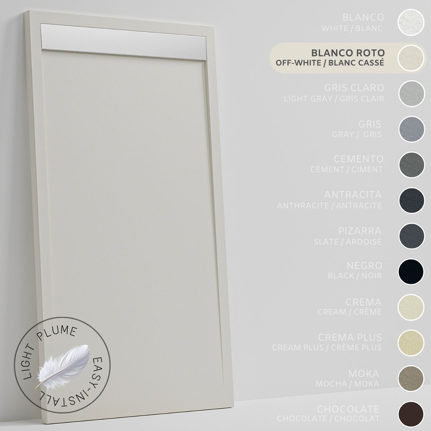 Soulhome Duschwanne Aus Leichtem Kunstharz Schiefer-textur - Farbe Cremeweiß - 190x80- Extraflach 3 Cm. Edelstahlgitter