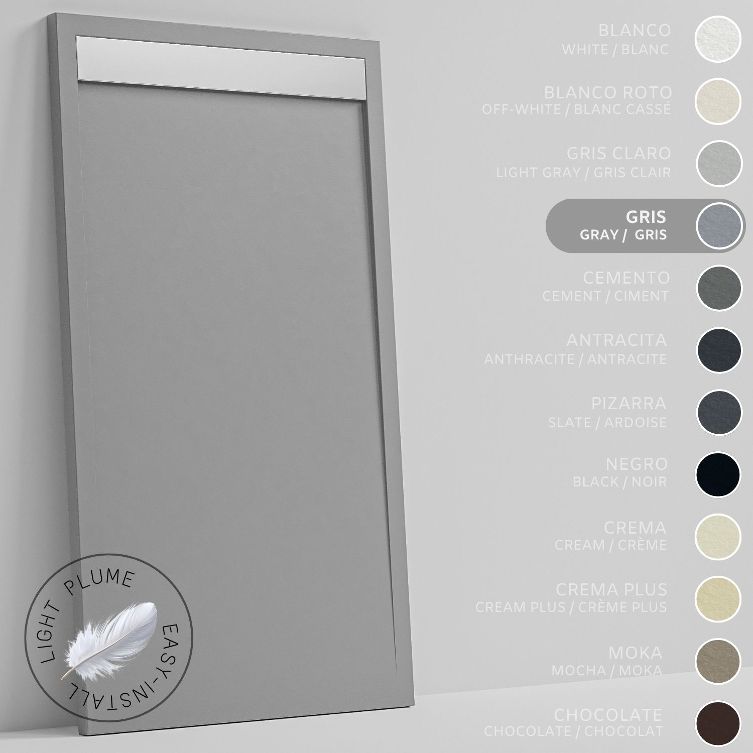 Soulhome Duschwanne Aus Leichtem Kunstharz Schiefer-textur - Farbe Grau - 200x70- Extraflach 3 Cm. Edelstahlgitter