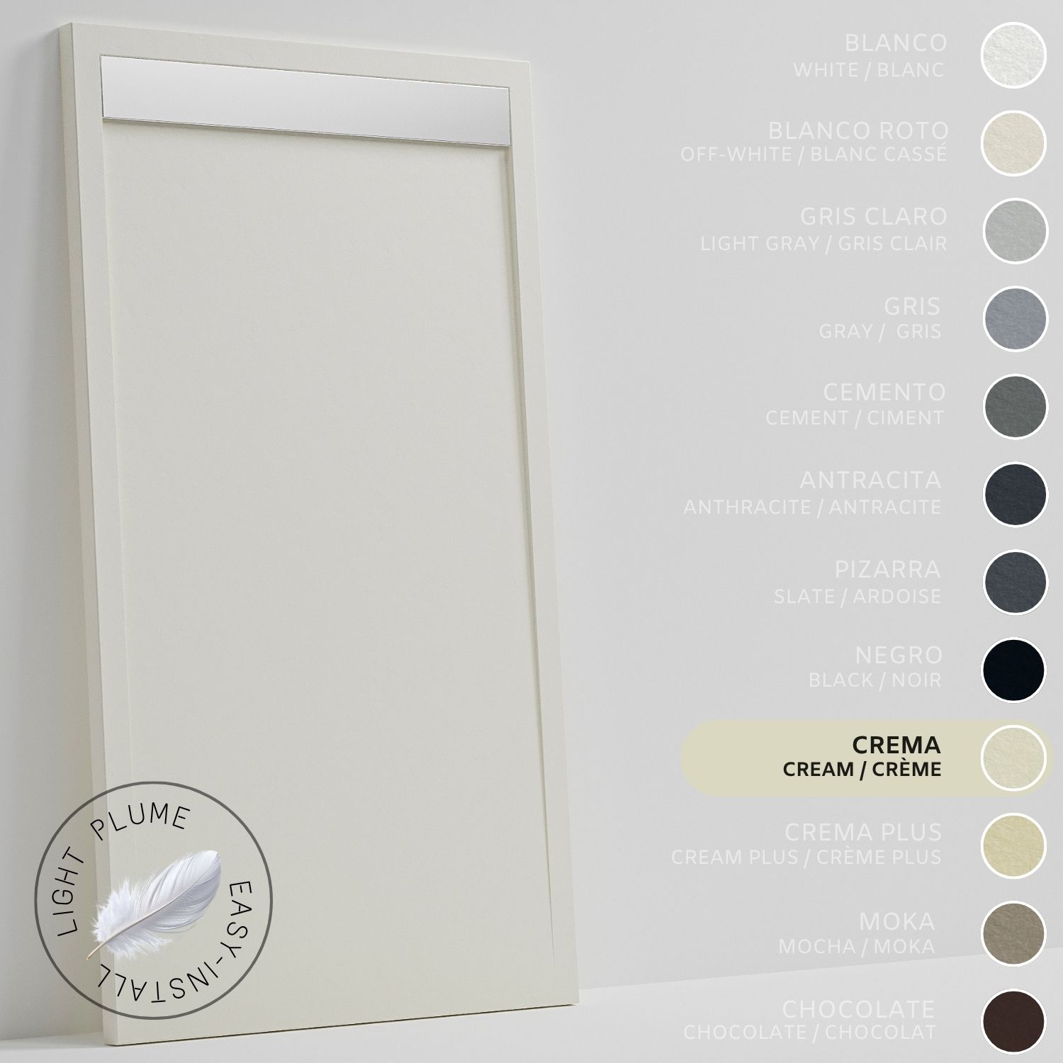 Soulhome Duschwanne Aus Leichtem Kunstharz Schiefer-textur - Farbe Creme - 100x80- Extraflach 3 Cm. Edelstahlgitter