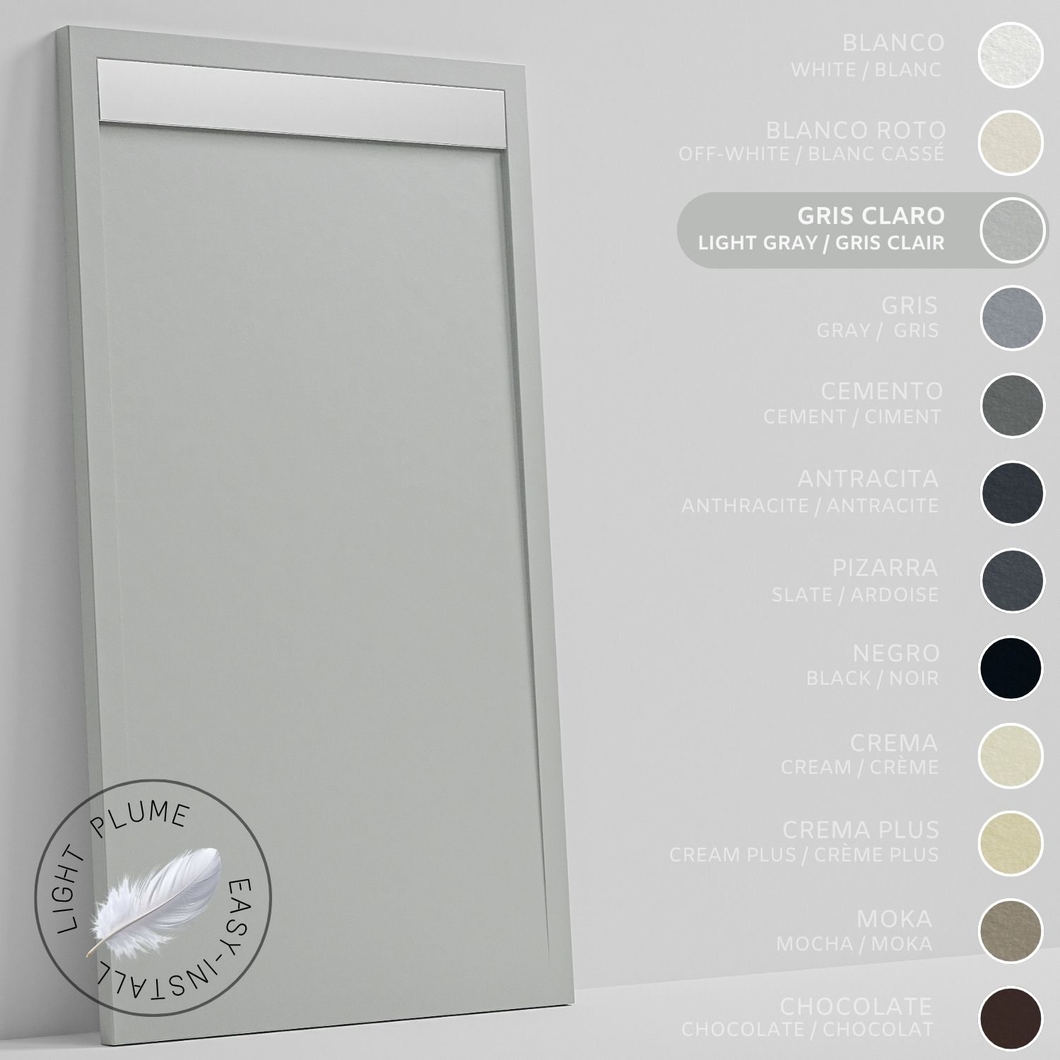 Soulhome Duschwanne Aus Leichtem Kunstharz Schiefer-textur - Farbe Hellgrau - 100x80- Extraflach 3 Cm. Edelstahlgitter