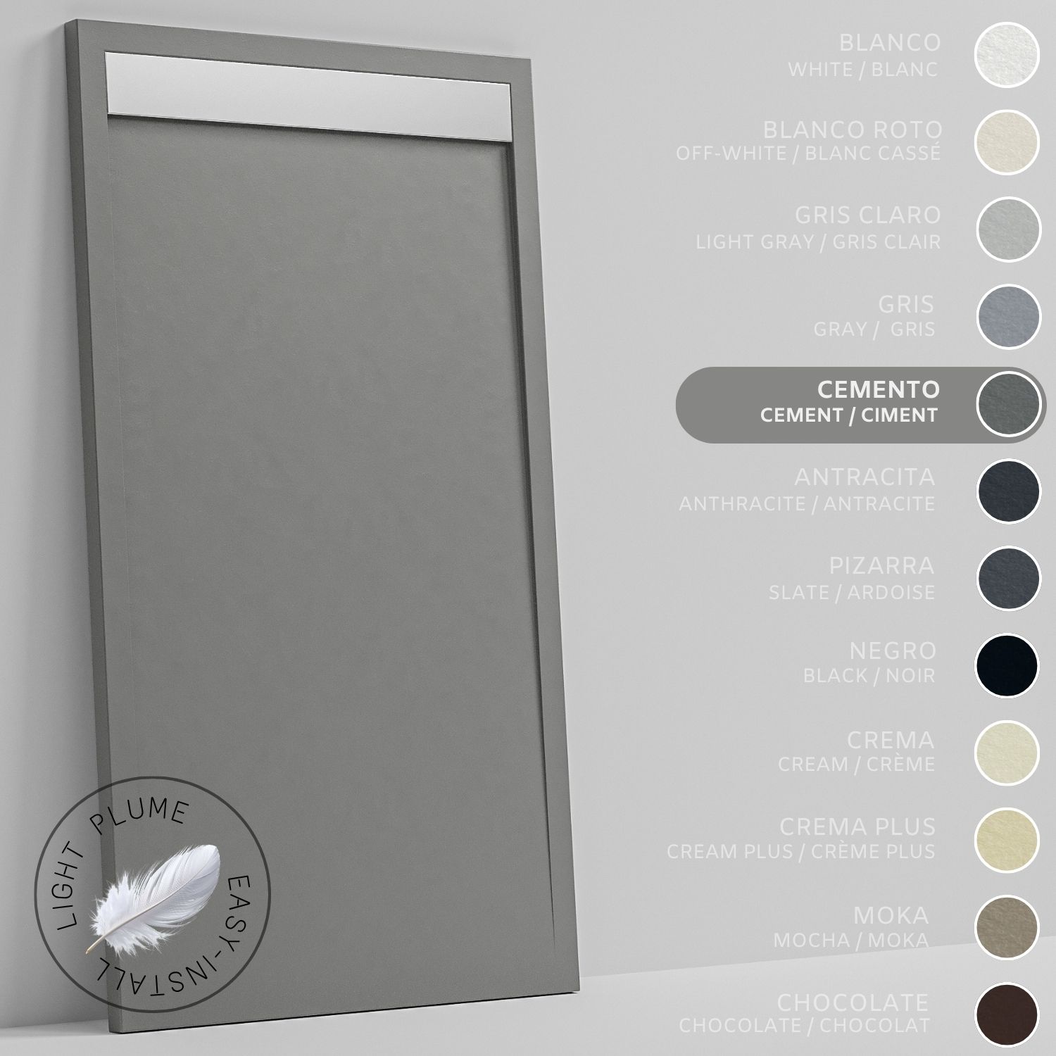 Soulhome Duschwanne Aus Leichtem Kunstharz Schiefer-textur - Farbe Zementgrau - 110x90- Extraflach 3 Cm. Edelstahlgitter