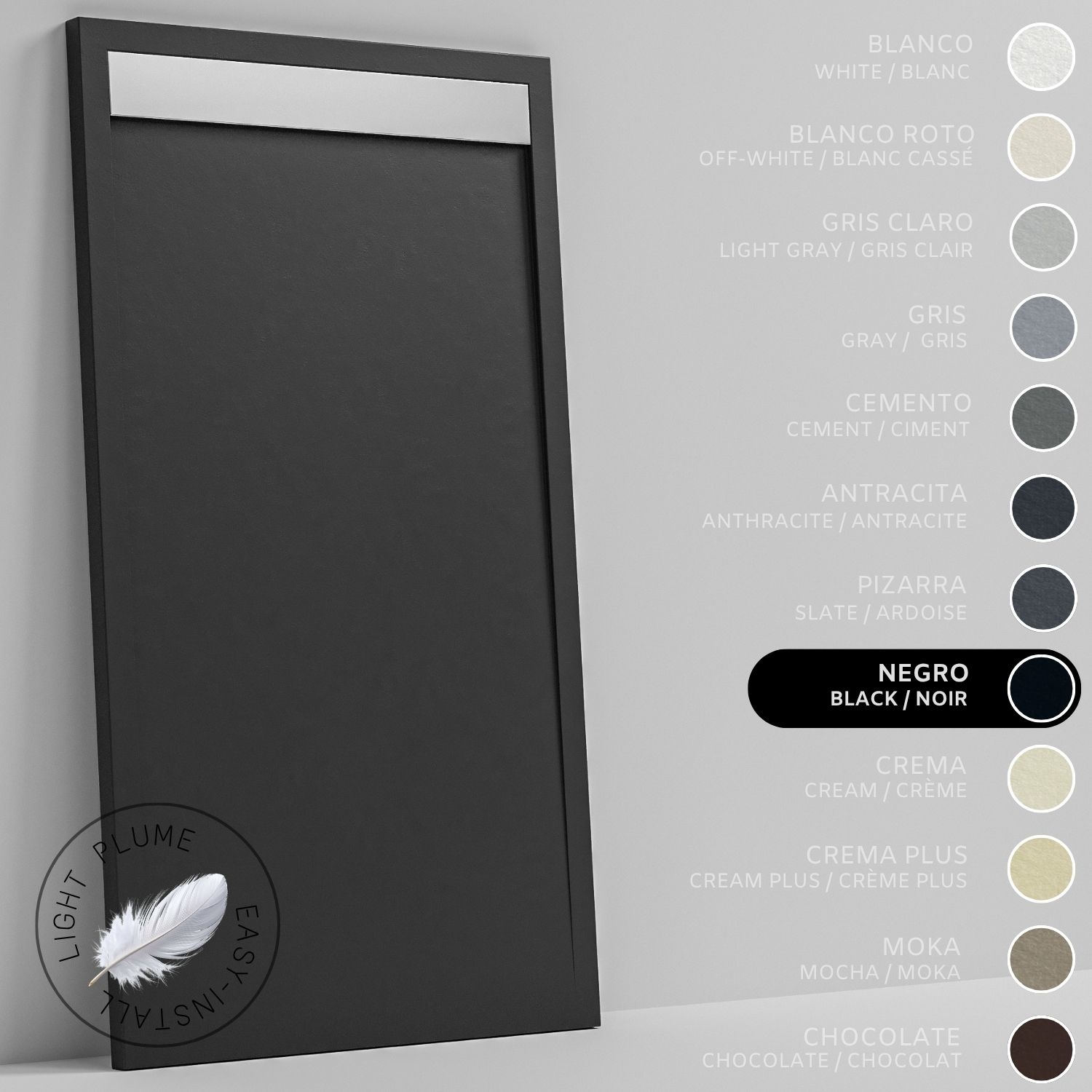 Soulhome Duschwanne Aus Leichtem Kunstharz Schiefer-textur - Farbe Schwarz - 160x90- Extraflach 3 Cm. Edelstahlgitter