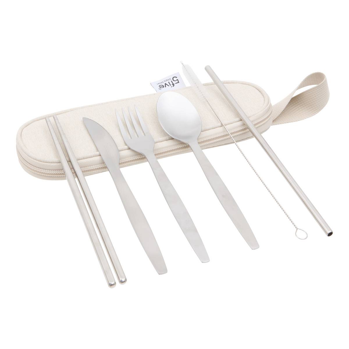 5-teiliges Reisebesteck, Beige - 5five