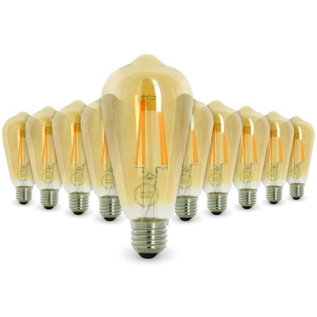 10 E27 7w St64 Retro-edison-led-lampen, 2700k Warmweißes Licht (2200k), Schraubsockel