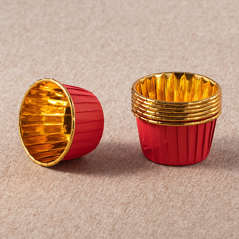 100 Cupcake-förmchen Mit Gewölbten Deckeln, 147-g-aluminium-muffinformen, Große Backförmchen, Kleine Auflaufförmchen Für Flan, Für Weihnachten, Hochzeiten, Geburtstage, Mit Löffeln – Rot Und Gold