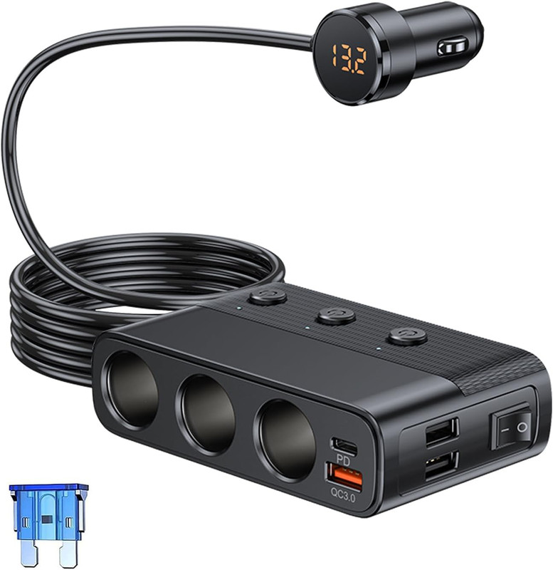 127-w-kfz-steckeradapter Mit 3 Qc 3.0 Pd Usb-anschlüssen Und 2 Usb-anschlüssen, 12-v/24-v-splitter Für Autozubehör
