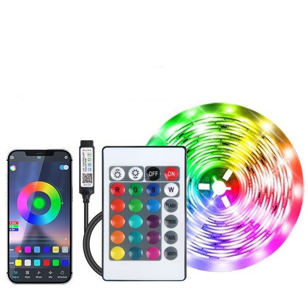 20 M Rgb Bluetooth 5v Usb Led-streifen Mit 24-tasten-fernbedienung, Smart-tv-lichtleiste Für Stimmungsvolle Innenbeleuchtung
