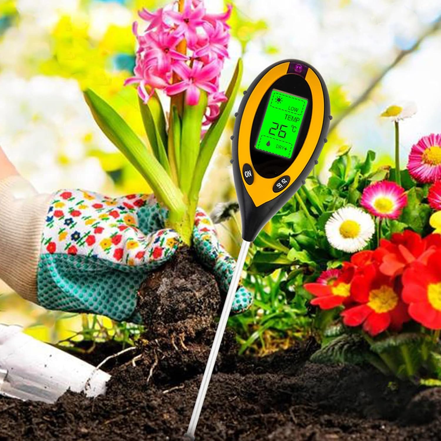 Bodenanalysator Mit 4 Funktionen – Feuchtigkeitsmesser, Ph-meter, Lichtmesser Und Thermometer Für Garten-, Landwirtschafts- Und Zimmerpflanzen