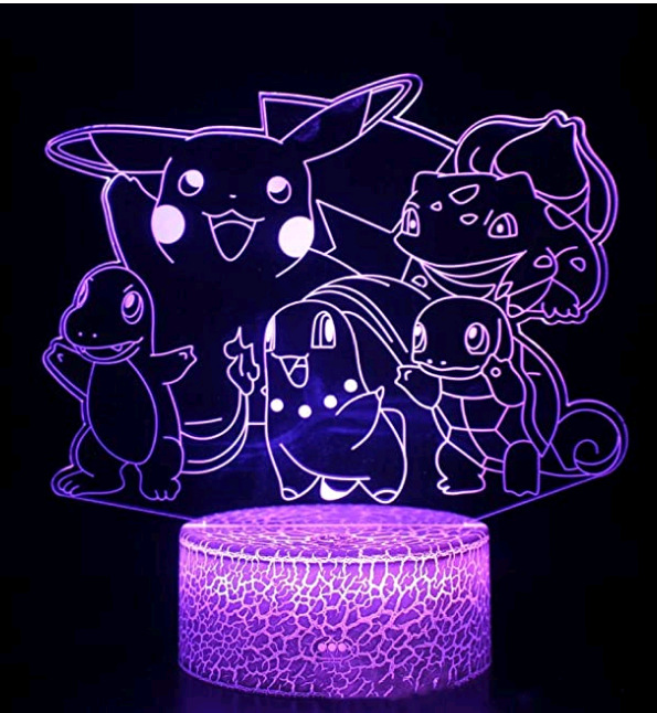 Nachtlicht Für Kinder, 3d-pikachu-pokémon-lampe, Led-schlafzimmerleuchte Mit Fernbedienung, 16 Einstellbare Farben, Usb-betrieben