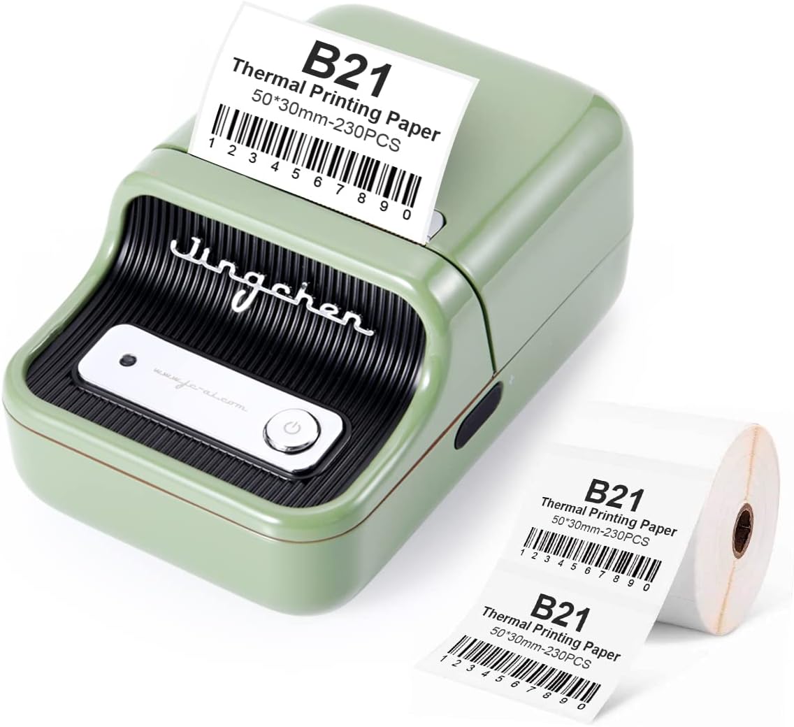 Ineasicer B21 Vernetzter Etikettendrucker, 230 Etiketten, Bluetooth-thermodrucker Für Barcodes Und Adressen, Kompatibel Mit Android Und Ios, Grün