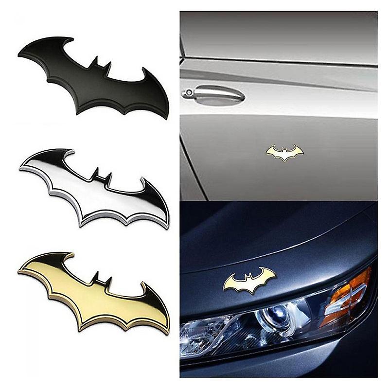 3d-metall-autoaufkleber, Fledermaus-logo, Batman-abzeichen, Trendige Heckaufkleber, 3er-set