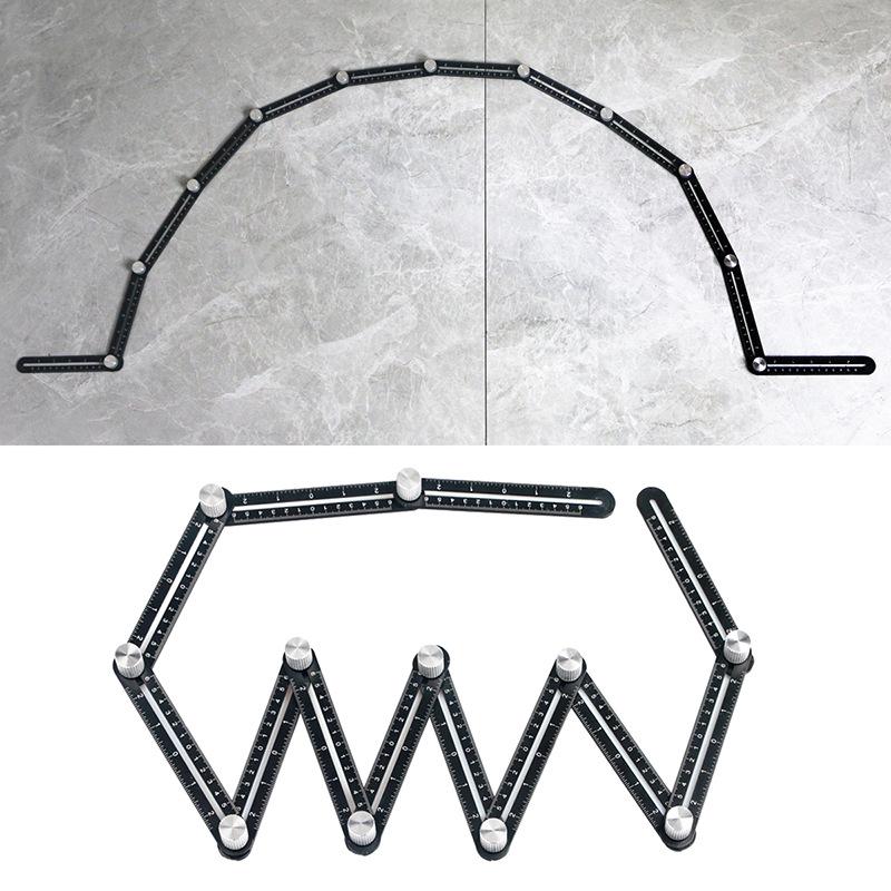 Eckschablone – Mehrwinkel-messwinkel – Aluminiumlegierung – 12 Seiten – Fliesenwerkzeug Mit Loch