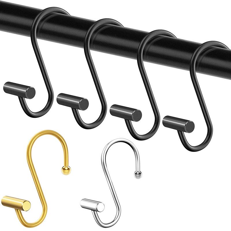 Set Mit 12 Rostfreien Duschvorhanghaken Aus Metall – Schwarz, Für Kinderbad, Gästebad, Hauptbad