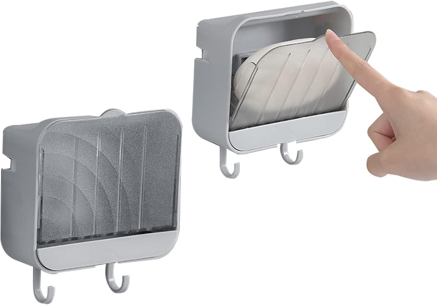 Wandseifenschalen Für Die Dusche, 2er-set Mit 2 Haken, Wasserdichte Seifenbox, Kein Bohren Erforderlich, Schnell Und Sauber Trocknend, Leicht Zu Reinigen, Langlebig (grau)