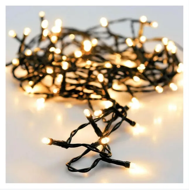Led-lichterkette Für Den Außenbereich, Schwarzes Kabel, Batteriebetrieben (aa Lr6), 7,5 M, Warmweißes Licht (2700 K).