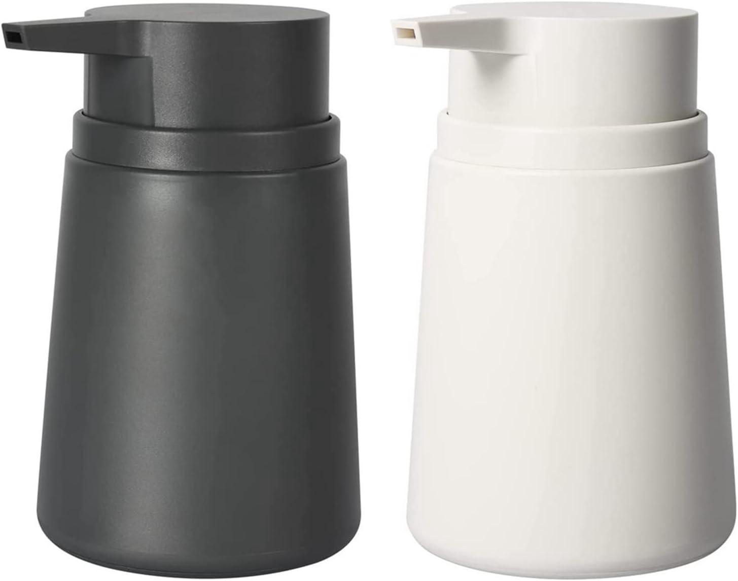 Set Mit 2 Flüssigseifenspendern Mit Schwarzen Und Weißen Kunststoffpumpen, Handdesinfektionsmittel, Rostfreier Pumpe Für Küche Und Bad, Ätherisches Öl Lotion