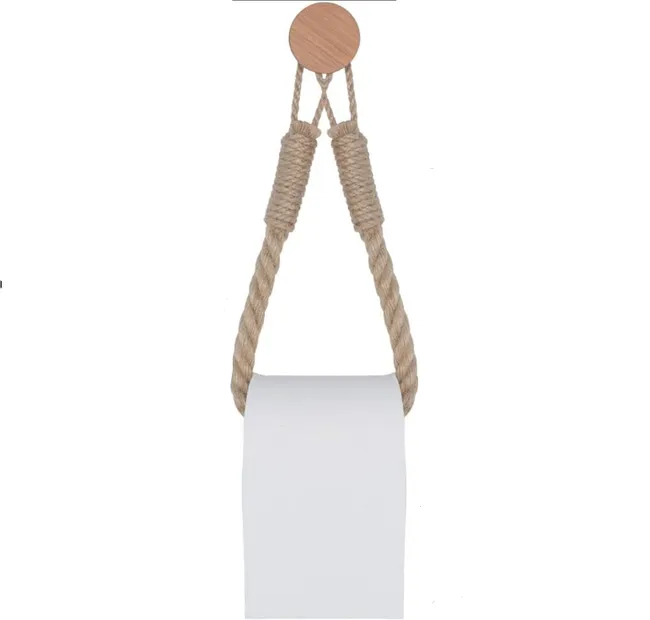 Wandmontierter Toilettenpapierhalter Im Retro-stil Aus Hanfseil Für Wc Und Badezimmer (modell C)