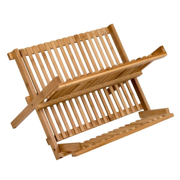 Faltbarer Geschirrständer Aus Bambus, Beige X