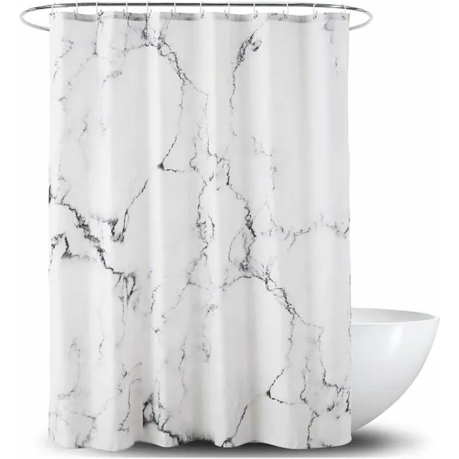 Wasserdichter Duschvorhang Aus Polyester Mit Verstärktem Saum – Verschiedene Größen – Marmoroptik – Waschbar – 180 X 200 Cm