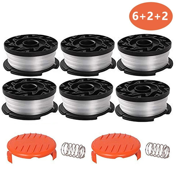 Set Mit 6 Trimmerfadenspulen Und 2 Schutzkappen Für Black & Decker Af-100, Ersatz Für Rasenmäher Mit Automatischer Fadenzufuhr