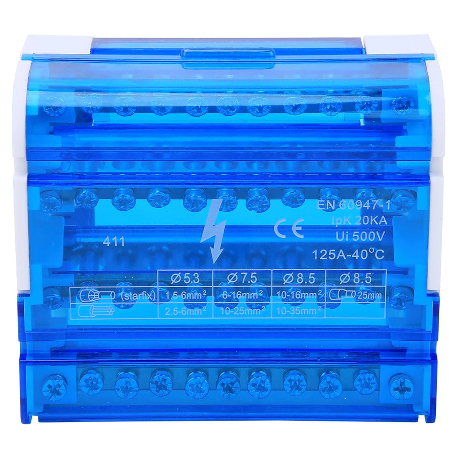 Modularer Din-schienen-verteilerkasten, Vierpoliger Anschlusskasten, Einphasiger Vierpoliger Elektroverteiler, Transparente Abdeckung