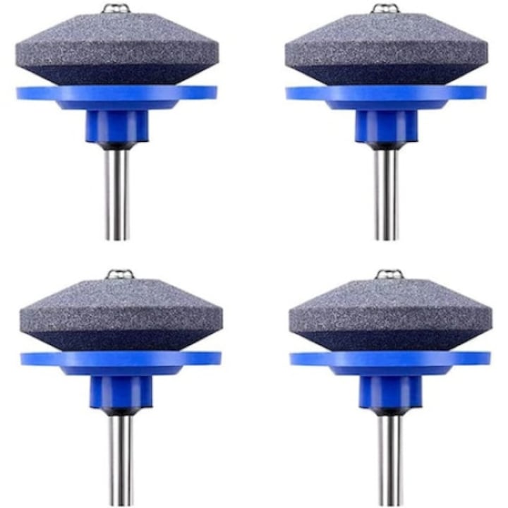 Set Mit 4 Ersatz-rasenmähermessern, Stein/stahl, 50 X 55 Mm, Blau