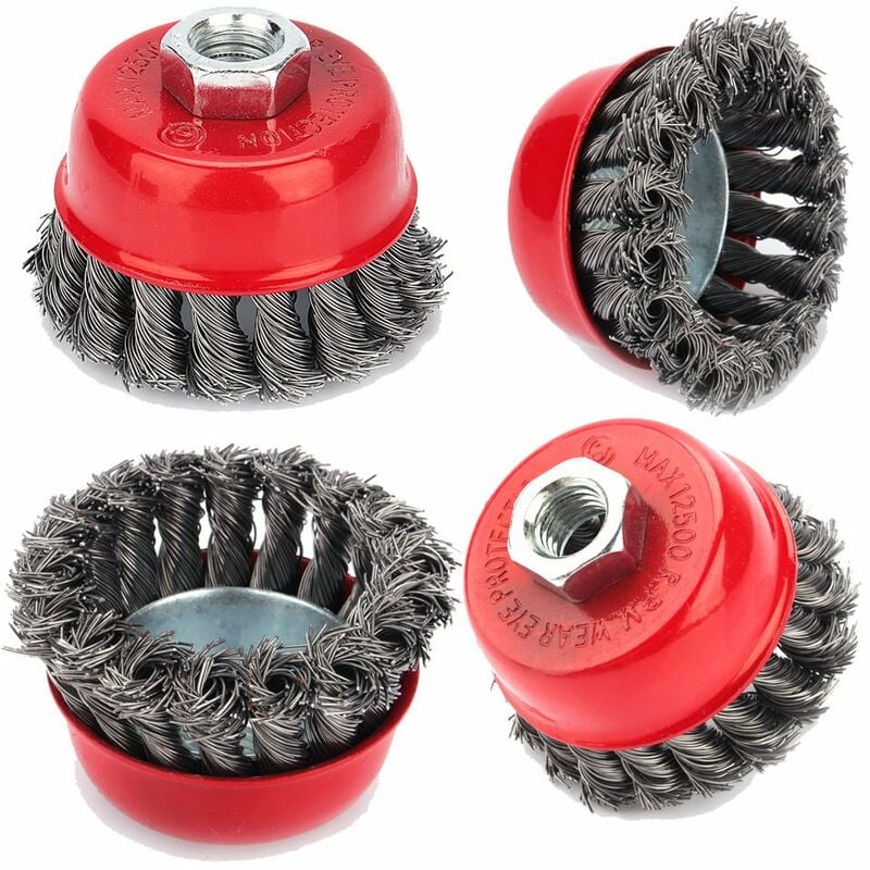 Drahtbürstenscheiben Für Winkelschleifer, Verdrillter Draht M14 75 Mm/100 Mm, 4er-pack, Trimec