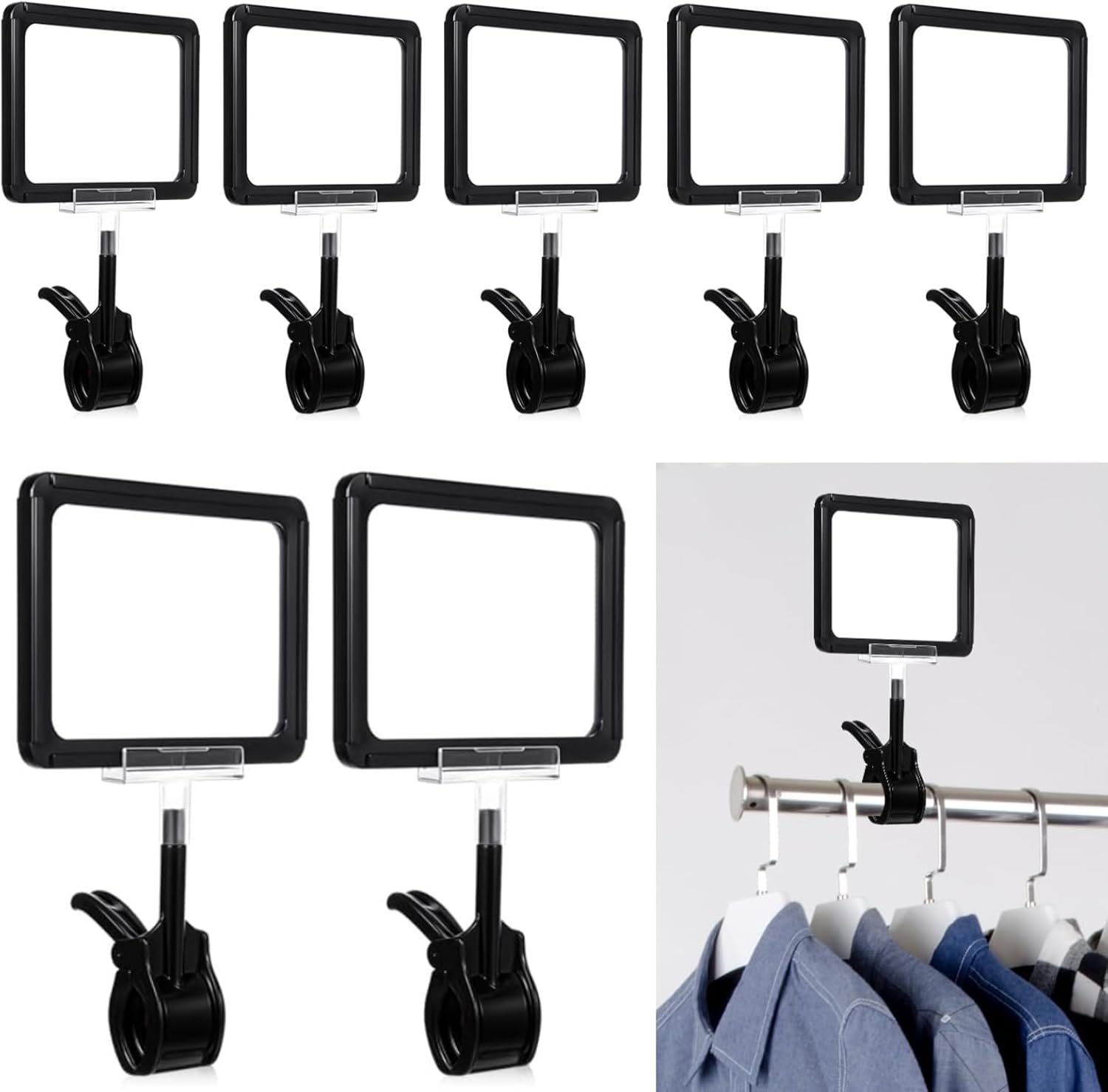 Shenliu 10 Acryl-schildhalter Mit Clips, 15 X 23 Cm Doppelkopf-displayclips, Etikettenhalter Für Bekleidungsdisplays Mit Pvc-kartenschutzhüllen, Drehbare Clips Für Laden-, Büro- Und Supermarktpreise