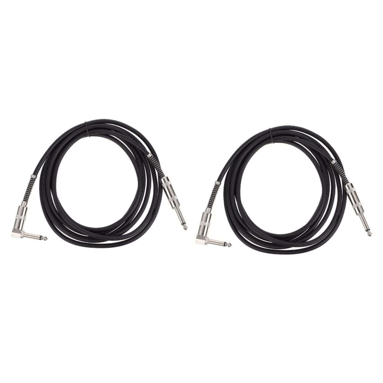 6,35 Mm Rechtwinkliges Klinkensteckerkabel Für E-gitarre, Bass, Keyboard, Verstärker, Effektpedal – 2er-pack Professionelle Schwarze Audiokabel