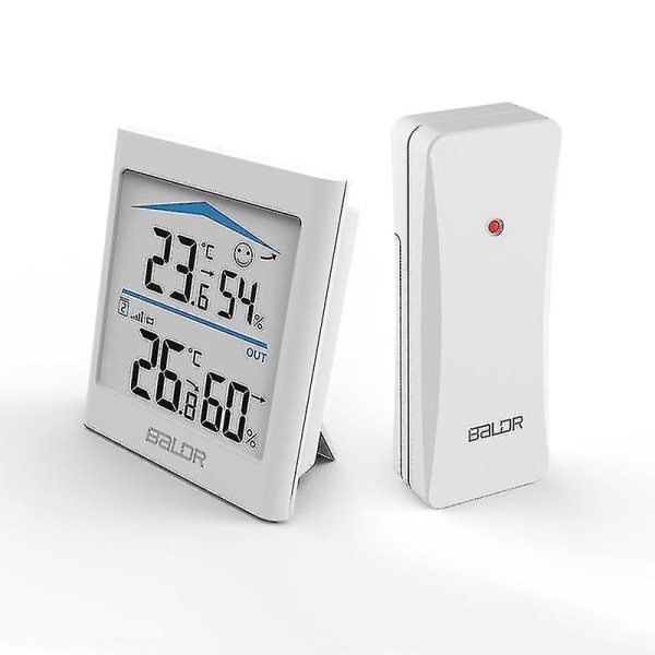 Moderne Digitale Lcd-wetterstation Für Den Innen- Und Außenbereich Mit Hygrometer, Thermometer, Drahtlosem Sensor, Bewegungserkennung Und Weißer Hintergrundbeleuchtung.