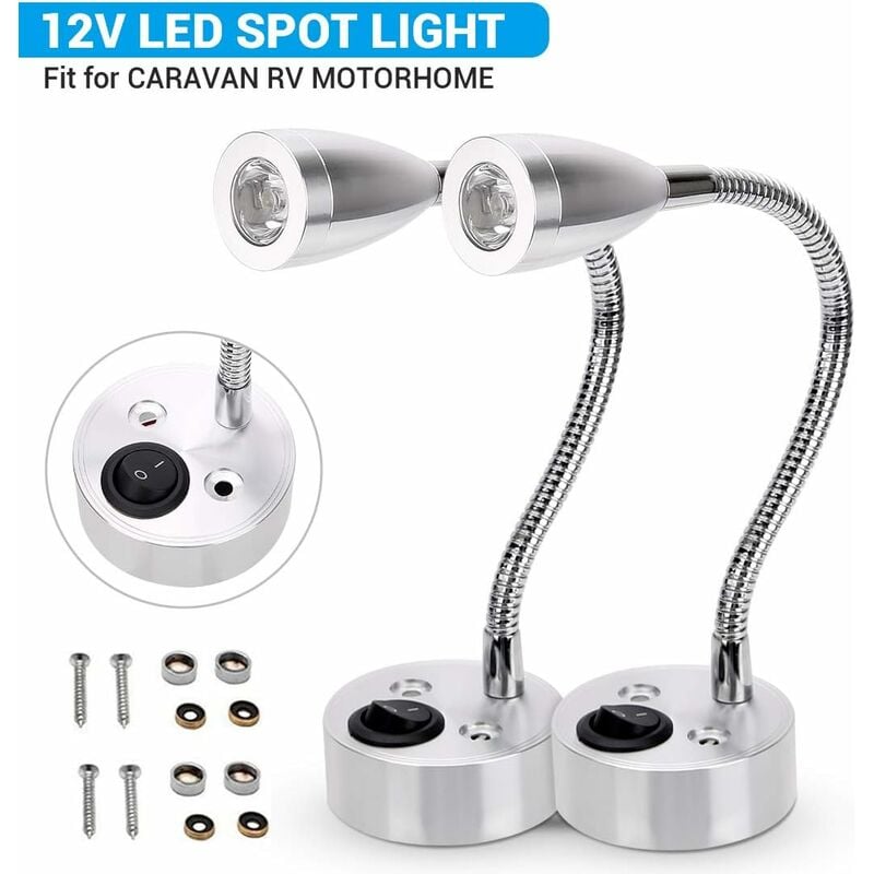 12v Led-wandleuchte Mit Schalter Für Wohnmobile, Caravans Und Caravans, Warmweißes Leselicht, 2er-pack