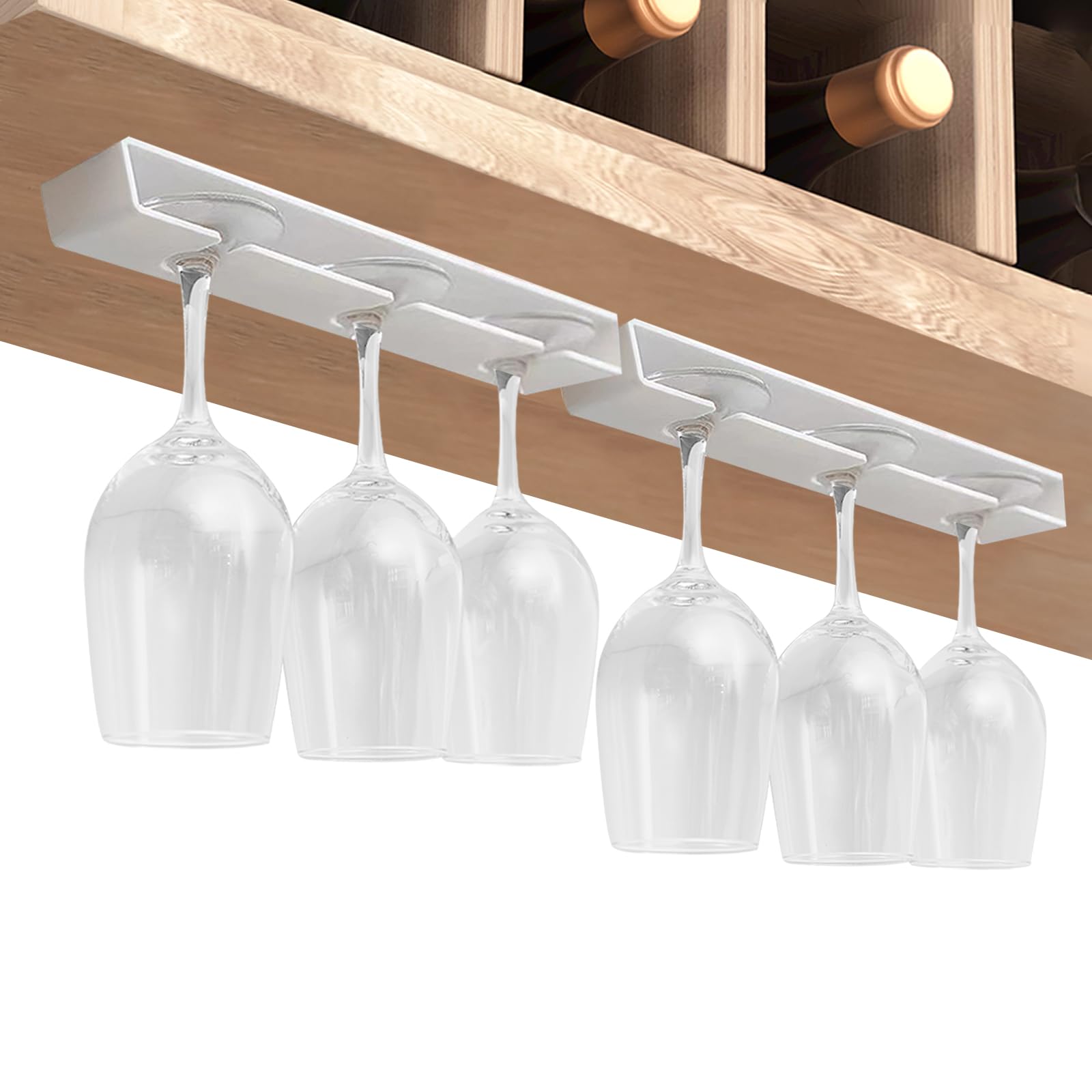 Weinregal Für Unter Den Küchenschrank, 2er-set Hängeregale Für Flaschen Und Gläser, Weißer Bar-organizer Für Schrank Und Küche