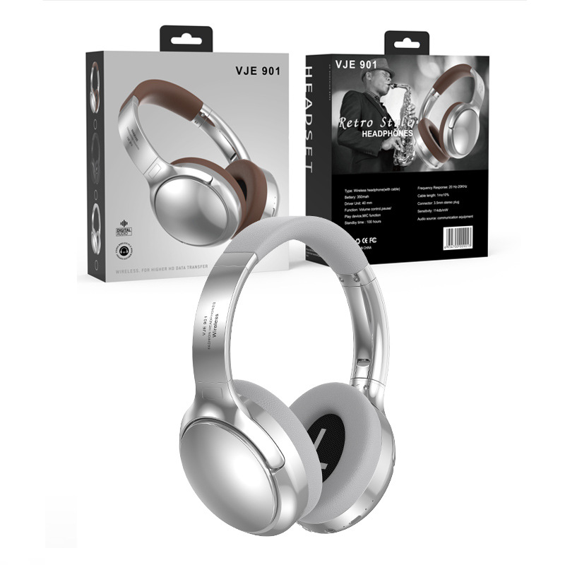 Kabellose Bluetooth 5.3-kopfhörer Mit Geräuschunterdrückung, Retro-sport-headset Aus Metall Für Mobiltelefone