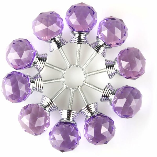 10 Runde, Violette Kristallglasgriffe, Schwarzer Knauf, Universelle Dekoration Für Schränke, Schubladen Und Küchenschränke