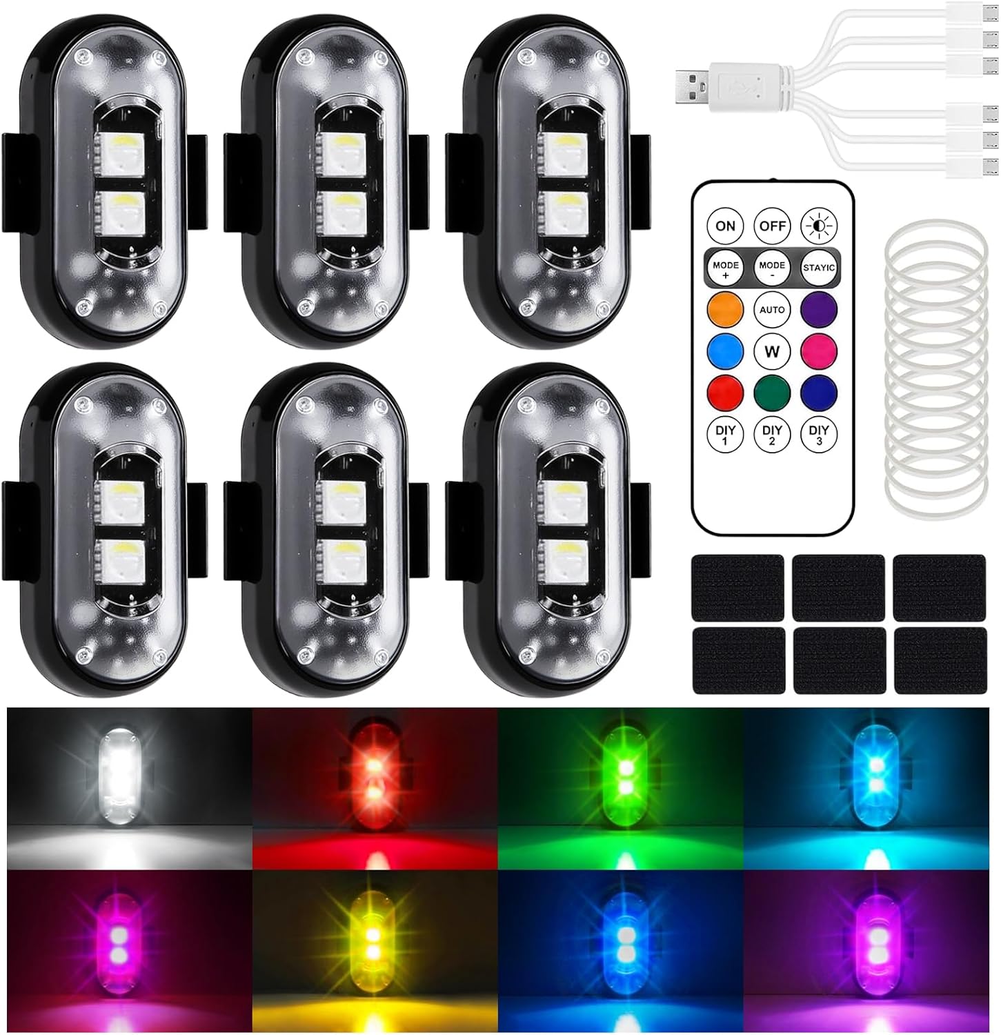 Kabellose Led-autolichter, 8 Farben, Wasserdichte Beleuchtung Mit Fernbedienung Für Motorrad, Rc-auto, Fahrrad, Drohne
